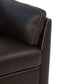 Matias Chocolate Brown Premium Italian Leather Sofa 81" close-up of armrest and cushion detail in rich chocolate finish