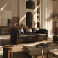 Matias Chocolate Brown Premium Italian Leather Sofa 81" in a stylish living room setting with natural light.
