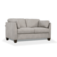 Matias Dusty Gray Italian Leather Sofa Loveseat 59" featuring sloped armrests and dark walnut legs.