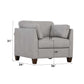 Image of Matias Gray Premium Italian Leather Armchair with dimensions 31" H x 34" W x 36" D showcasing modern design.