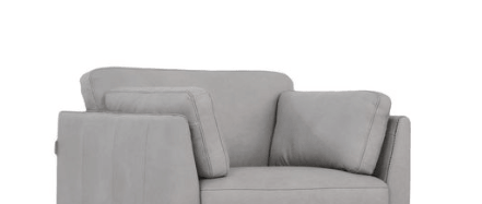 Matias Gray Premium Italian Leather Armchair in soft dusty white finish with sloped armrests and dark walnut legs.