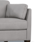 Matias Gray Premium Italian Leather Armchair in soft gray leather with dark walnut legs and plush cushions.