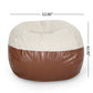 Maxi Faux Leather Rounded Bean Bag – 5 Foot Beige & Coffee Brown Lounge Chair – view 3