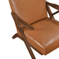 MCM Brown Faux Leather Wood Frame Armchair – Mid-Century Accent Chair (2 Colors) in rich brown color with wood frame.