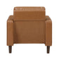 MCM Brown Faux Leather Armchair – Modern Upholstered Accent Chair back view with clean lines and rich faux leather.