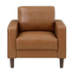 MCM Brown Faux Leather Armchair – Modern Upholstered Accent Chair in a rich brown hue with sleek design.