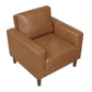 MCM Brown Faux Leather Armchair – Modern Upholstered Accent Chair in clean-lined design and rich hue.
