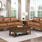 MCM Brown Faux Leather Loveseat 54" – Modern Compact 2-Seat Sofa in a stylish living room setting.