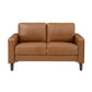 MCM Brown Faux Leather Loveseat 54" – Modern Compact 2-Seat Sofa in rich brown faux leather upholstery.