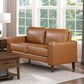 MCM Brown Faux Leather Loveseat 54" – Modern Compact 2-Seat Sofa in a stylish living room setting.