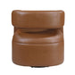 MCM Faux Leather Swivel Chair – Modern Barrel Accent Chair (2 Colors) in camel-tone faux leather.