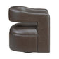 MCM Faux Leather Swivel Chair – Modern Barrel Accent Chair (2 Colors) in a stylish brown faux leather finish.