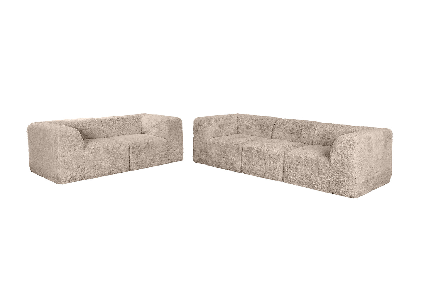 Merrick Faux Fur Modular Sofa & Loveseat – 107" 5-Piece Sectional Set – view 17
