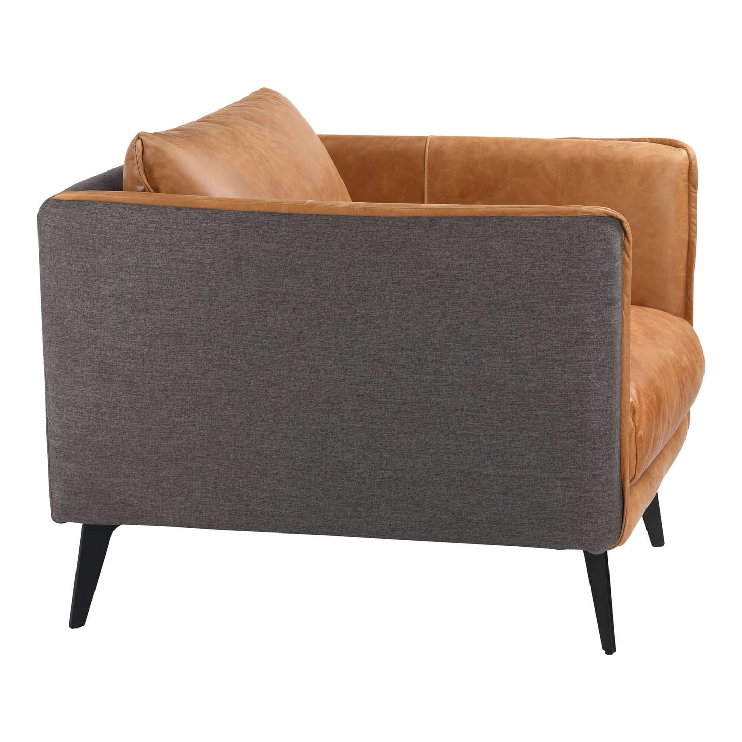 Mid-Century Modern Top-Grain Leather Lounge Chair – Sierra Brown featuring rich leather and a sleek design from the back.