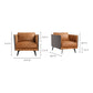 Dimensions of the Mid-Century Modern Top-Grain Leather Lounge Chair – Sierra Brown showcasing its sleek design.
