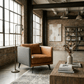 Mid-Century Modern Top-Grain Leather Lounge Chair – Sierra Brown in a stylish interior setting.