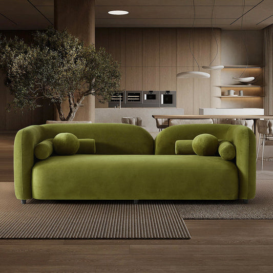 Minimalist Curved Boucle Sofa 93”