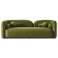 Minimalist Curved Boucle Sofa 93” – Donna Modern Sculptural Couch (3 Colors) in olive green with plush rounded arms.