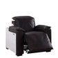 Misezon Top-Grain Leather Aluminum Power Recliner – Industrial Aviator Lounge Chair, brown leather and aluminum reclining chair.