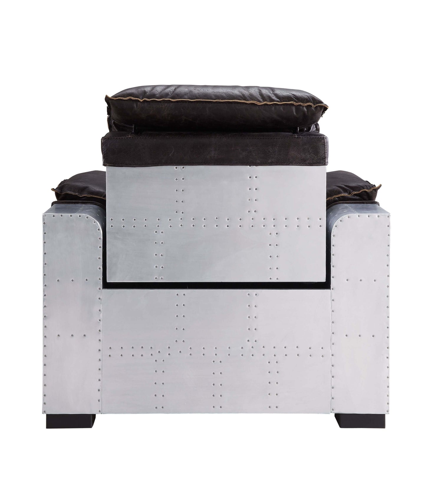 Misezon Top-Grain Leather Aluminum Power Recliner – Industrial Aviator Lounge Chair showcasing sleek industrial design.