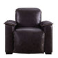 Misezon Top-Grain Leather Aluminum Power Recliner – Industrial Aviator Lounge Chair in rich brown leather.