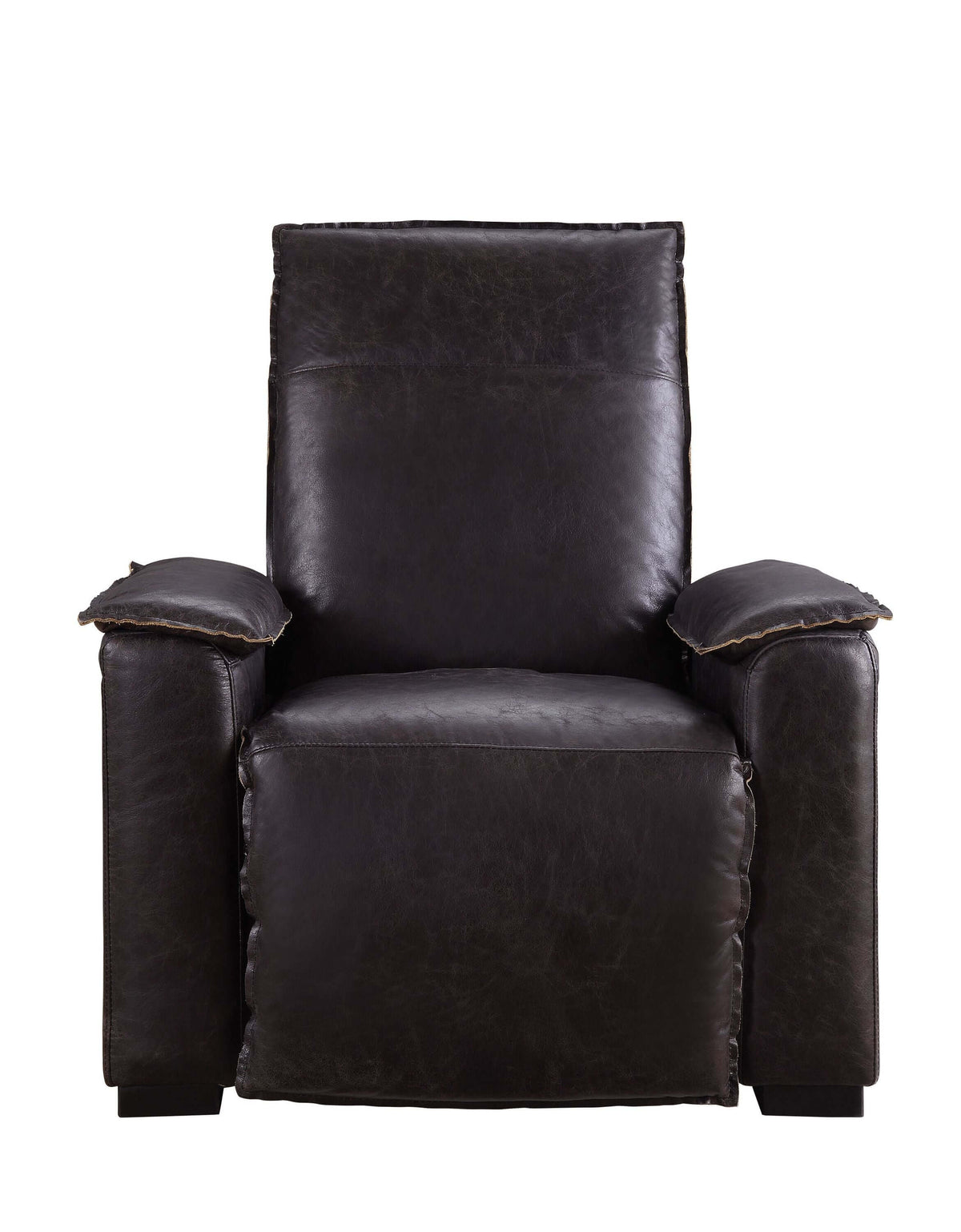 Misezon Top-Grain Leather Aluminum Power Recliner – Industrial Aviator Lounge Chair in dark leather upholstery.
