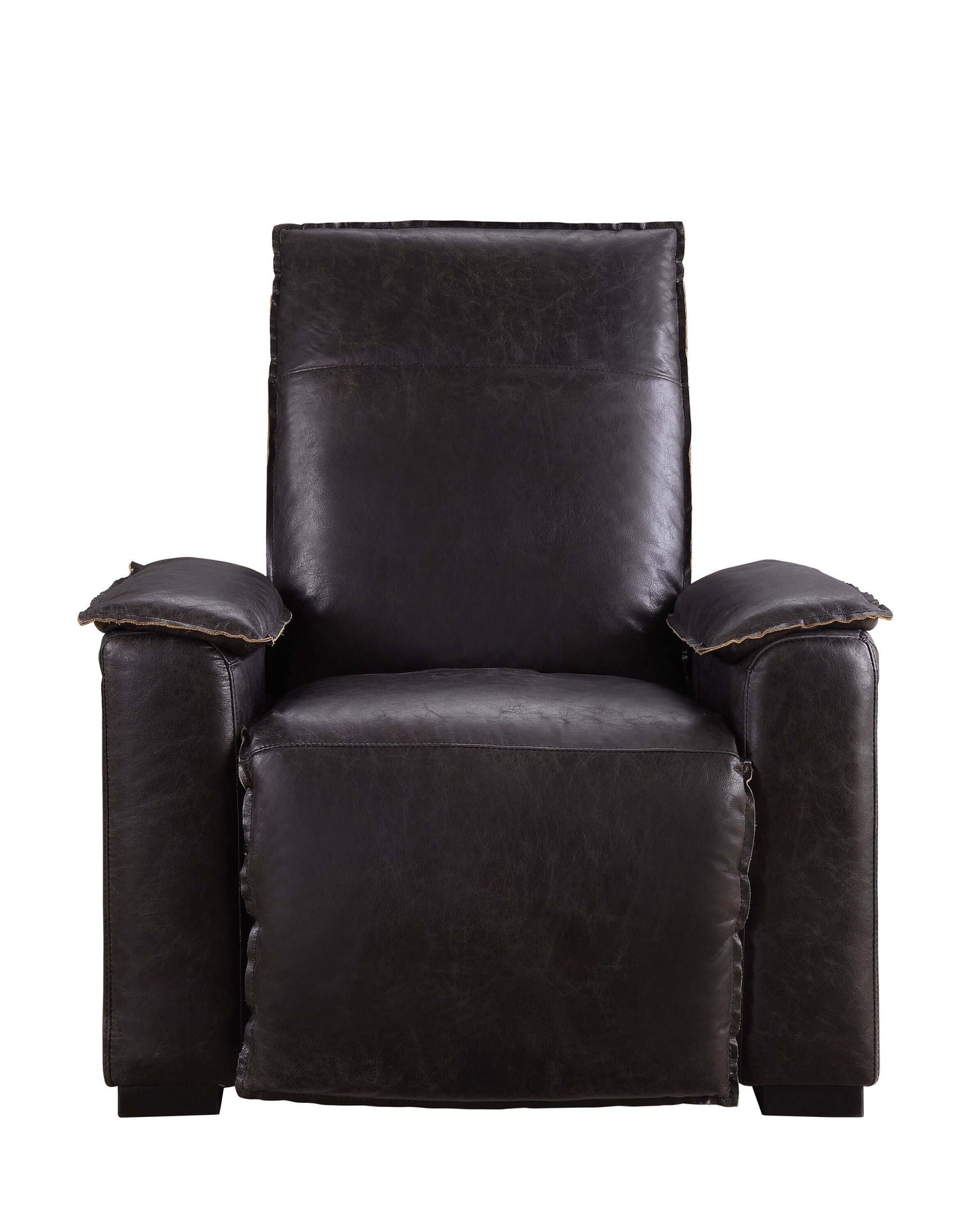 Misezon Top-Grain Leather Aluminum Power Recliner – Industrial Aviator Lounge Chair in dark leather upholstery.