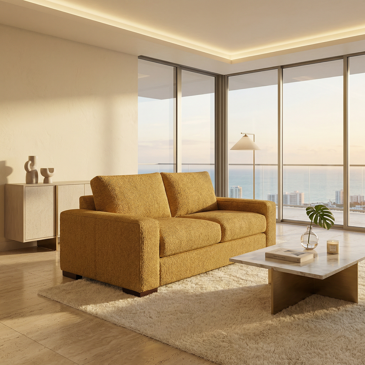 Modena American-Made Sofa – 92" Custom-Fabric 2-Arm Sofa – view 14