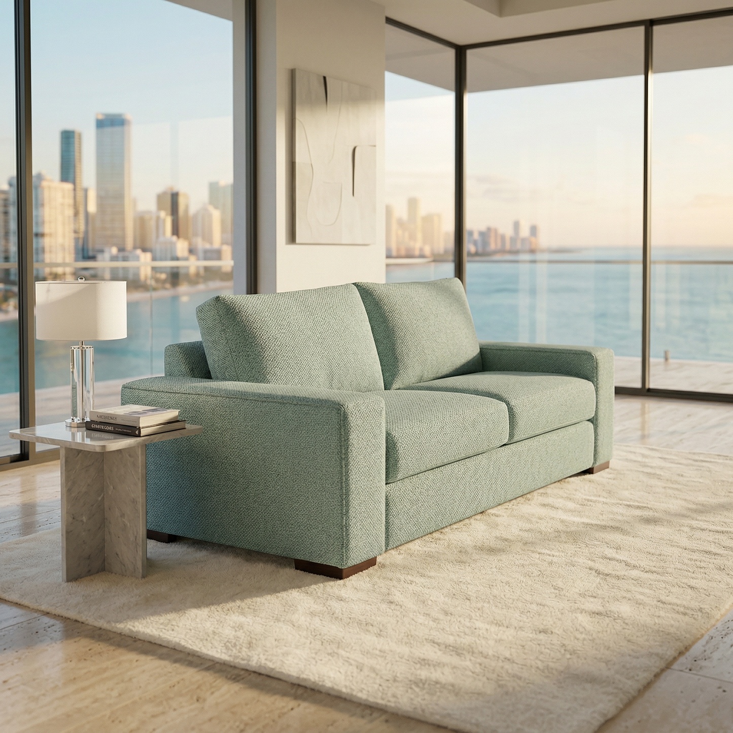 Modena Sofa 92" – Made in USA Square-Arm Sofa (7 Fabrics) – view 17