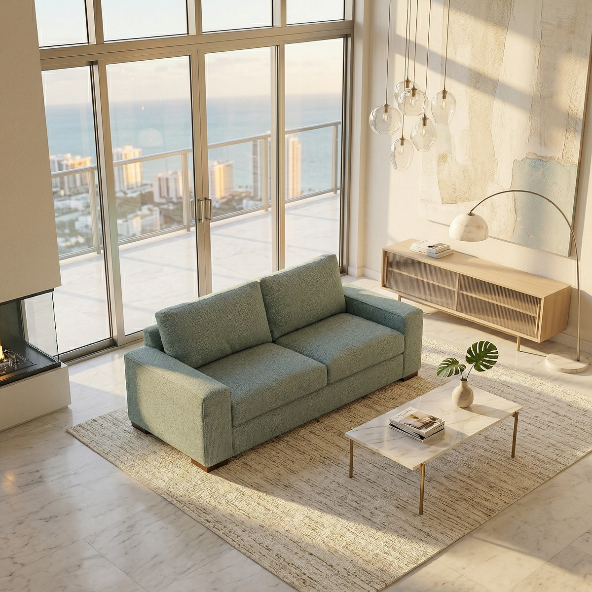 Modena Sofa 92" – Made in USA Square-Arm Sofa (7 Fabrics) – view 19