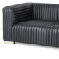 83" Leather Sofa with Solid Wood Frame | Modern Leather Couch (Brn or Blk) featuring soft black leather upholstery.