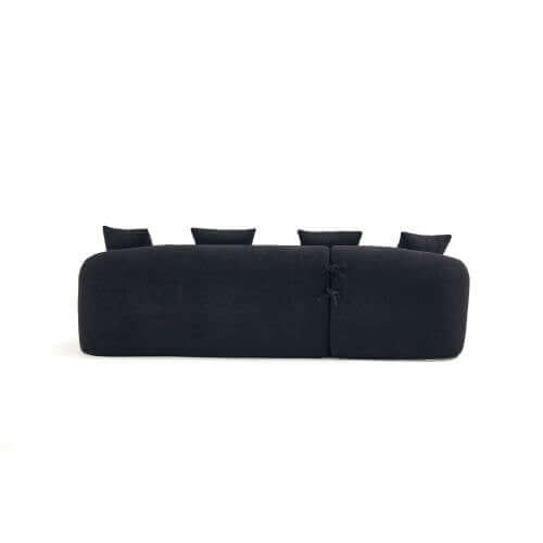 Boneless Modular Chenille Sectional Sofa – 99” Curved Chaise Compression Couch (White) in modern design with plush pillows.
