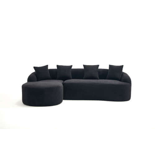 Boneless Modular Chenille Sectional Sofa – 99” Curved Chaise Compression Couch (White) on display.