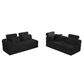Modern Corduroy Sleeper Sectional – L-Shape Modular Sofa Bed (106” Convertible Couch) in sleek black upholstery.