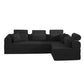 Modern Corduroy Sleeper Sectional – L-Shape Modular Sofa Bed (106” Convertible Couch) in sleek black design.