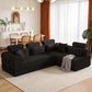 Modern Corduroy Sleeper Sectional – L-Shape Modular Sofa Bed (106” Convertible Couch) in stylish black upholstery.