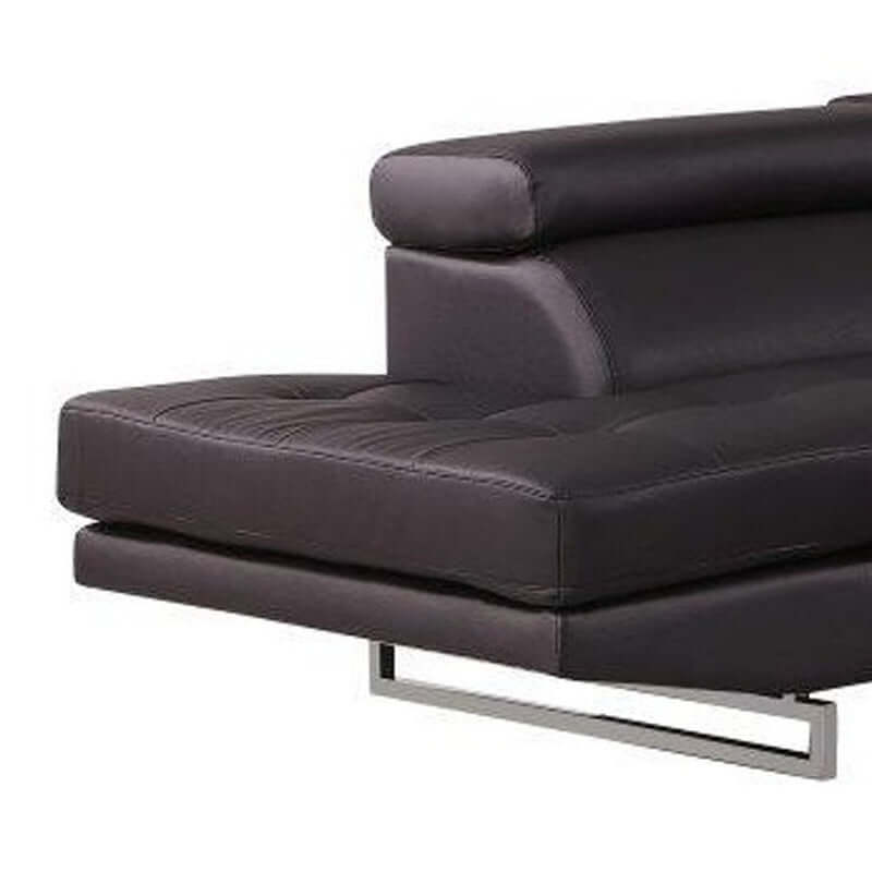 Leather L-Shaped Corner Sectional Sofa 124" | Modern 2-Piece Sectional Couch close-up of sleek black leather detailing.