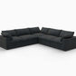 White Linen Blend Modular L Shaped Five Piece Corner Sectional in a stylish black fabric finish.