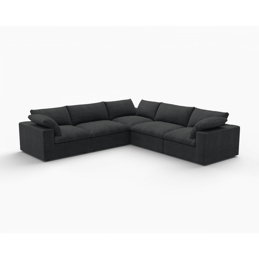 Linen Blend Modular L-Shaped Corner Sectional Sofa 120" | Modern Washable Sectional in dark fabric design.