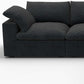 White Linen Blend Modular L Shaped Five Piece Corner Sectional in modern upholstery.