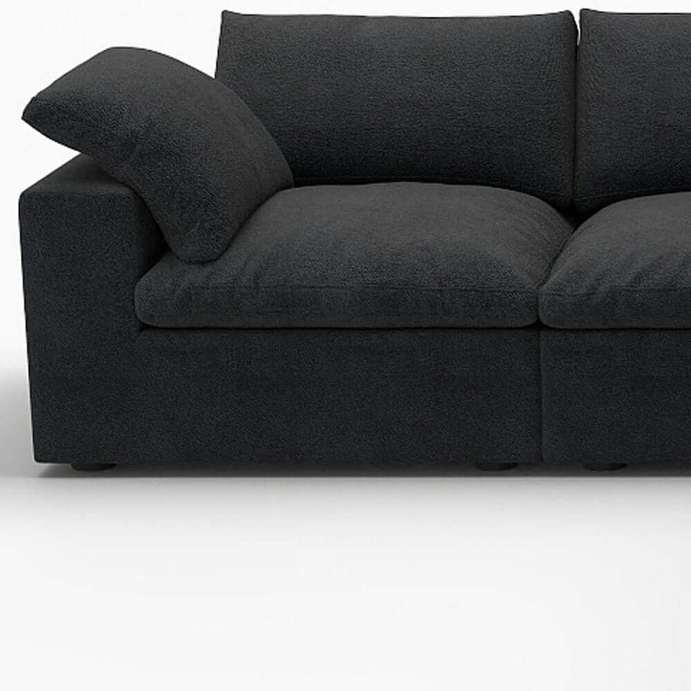 White Linen Blend Modular L Shaped Five Piece Corner Sectional in modern upholstery.