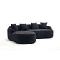 Boneless Modular Chenille Sectional Sofa – 99” Curved Chaise Compression Couch (White) in soft black fabric.