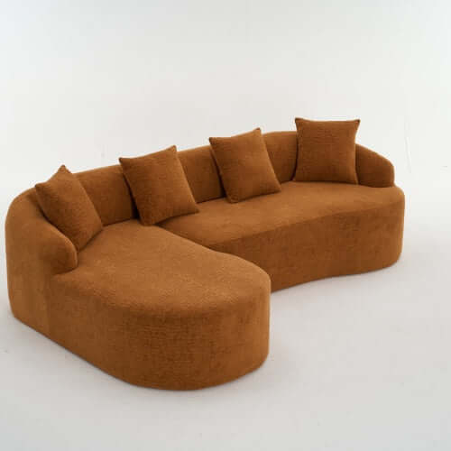 Boneless Modular Chenille Sectional Sofa in Orange