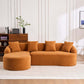 Boneless Modular Chenille Sectional Sofa – 99” Curved Chaise Compression Couch (White) in modern interior design.