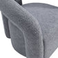 Modern Boucle Lounge Chair – Upholstered Accent Chair with Pine Wood Frame (3 Colors) in gray boucle fabric.
