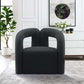Modern Boucle Lounge Chair – Upholstered Accent Chair with Pine Wood Frame (3 Colors) in stylish black boucle upholstery.
