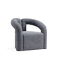 Modern Boucle Lounge Chair – Upholstered Accent Chair with Pine Wood Frame (3 Colors) in soft grey boucle upholstery.