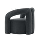 Modern Boucle Lounge Chair – Upholstered Accent Chair with Pine Wood Frame (3 Colors) in dark boucle upholstery.