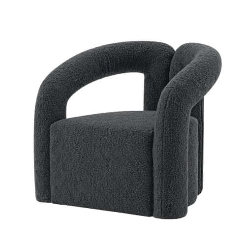 Modern Boucle Lounge Chair – Upholstered Accent Chair with Pine Wood Frame (3 Colors). Soft boucle upholstery and elegant design.