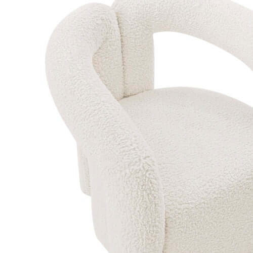 Modern Boucle Lounge Chair – Upholstered Accent Chair with Pine Wood Frame (3 Colors) close-up of soft boucle upholstery.